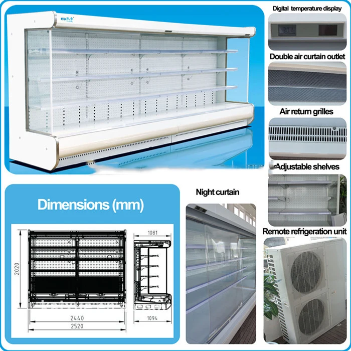 Low-e glass Supermarket Refrigerator Vegetable Refrigerating Showcase Upright Display Freezer for Supermarket