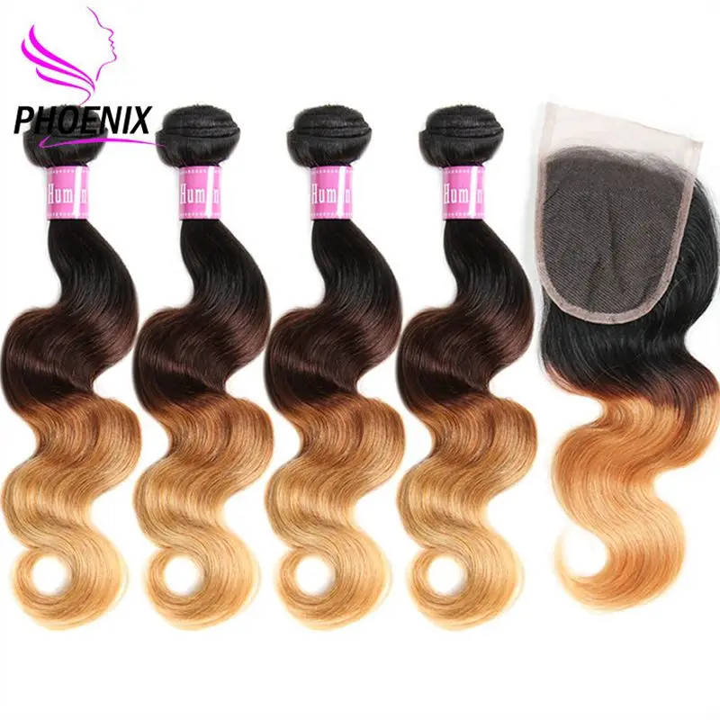Ombre Brazilian Virgin Hair Body Wave 4 Bundles With Closure Three Tone Brazilian Weave Hair Ombre Hair Extensions Aliexpress Uk