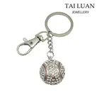 2017 New design rhinestone baseball custom metal key chain