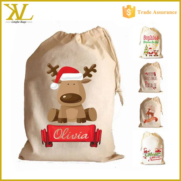 hot selling santa sack bag with drawstring, christmas drawstring