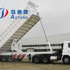 3 axles rear tipper trailer/hydraul ram drum trailer/tipping trailer with HYVA hydraulic jack