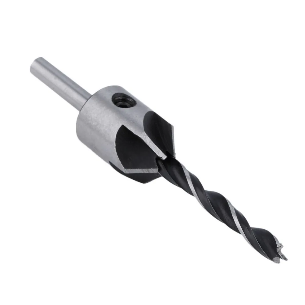 4 pcs HSS Flute Countersink Drill Bit Set Screw Woodworking Chamfer Tool 3-6mm Hot Search