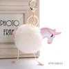 Amazon Hot Sell Wholesale Wedding Birthday Party Gift Cute Rabbit Unicorn Keychain Fur Pom Pom Keychain