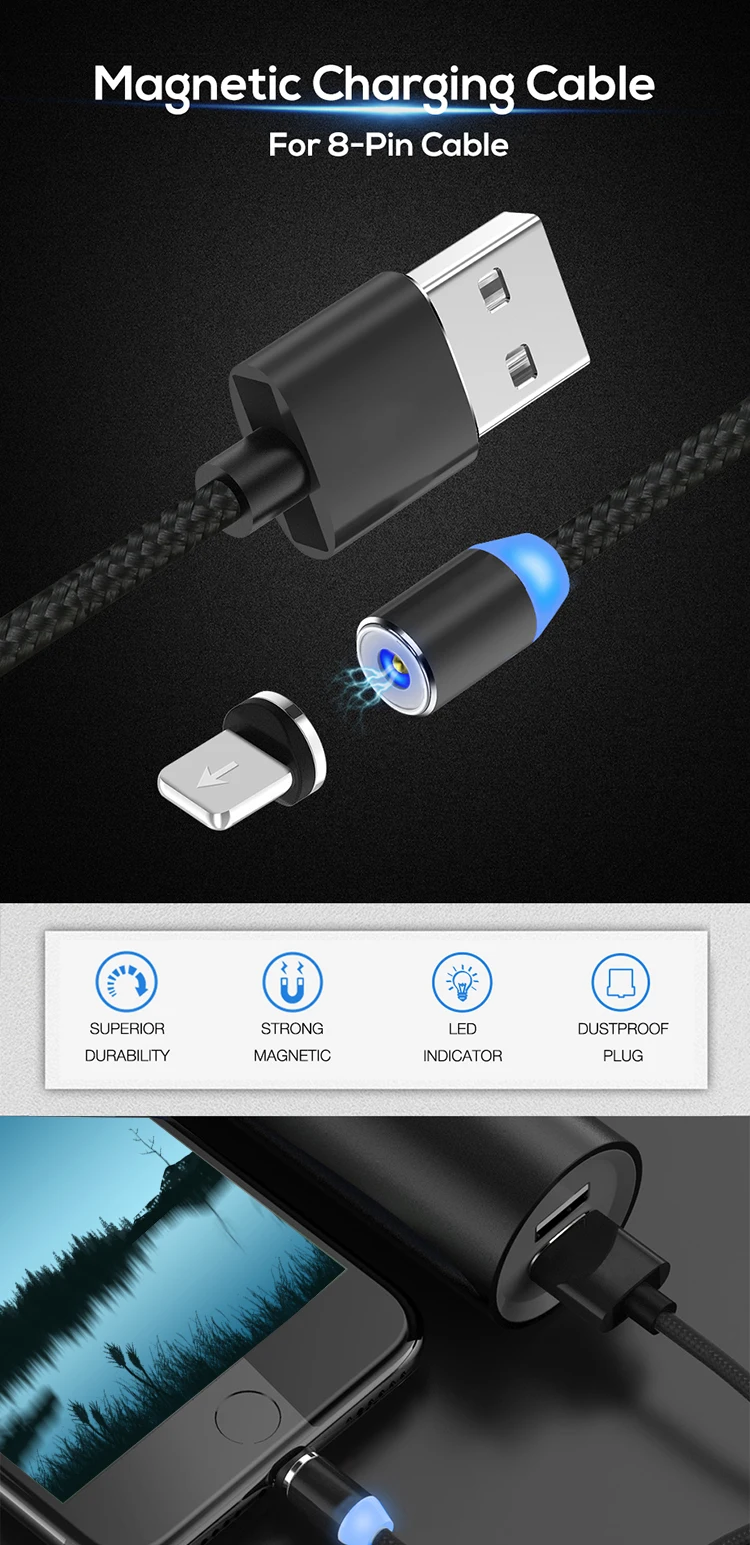 High Quality Nylon round magnetic cable for iphone - ANKUX.COM