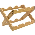 Bamboo folding wine rack, bamboo 6 bottles of tabletop wine rack