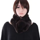 Ladies rabbit fur scarf with fur ball winter fashion real fur scarf KZ160043