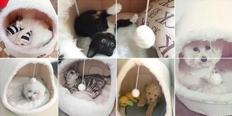 Lovely pet cages, carriers & houses luxury  dog cat house cave Linen Folding pet bed cat cave