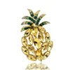 Wholesale cute gold pineapple lapel pin with diamond inlaid