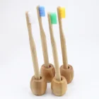 Round handle biodegradable eco bamboo toothbrush no painting bamboo and bamboo case or holder optional