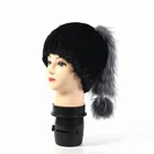 Top Quality Women's Lady's Real Genuine Knitting Mink Fur Hat Brimmed Winter Fur Cap