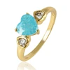 15413 xuping simple artificial aquamarine 14k gold color engagement sapphire rings+heart synthetic gemstone diamond jewellery
