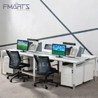 Office Partiton Commercial Furniture Straight Staff Workstation Partition Layout 4 Person Desk with Screen Divider