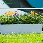 Leizisure High Gloss Flower Pot Plastic Rectangular Street Fence Trough Planter White Window Planter Box