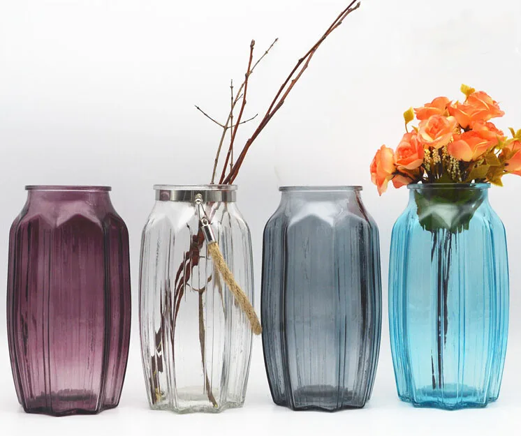 high quality colorful glass vase for dry flower decorative