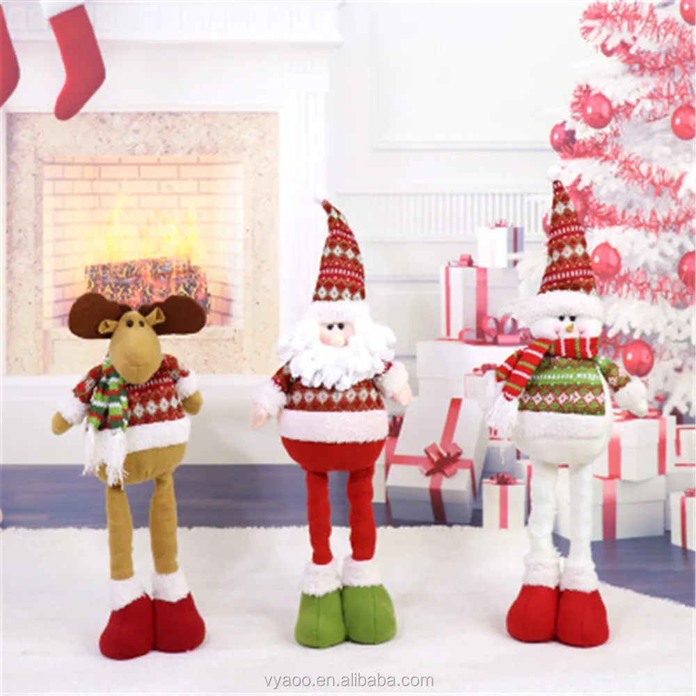 new cartoon plush christmas crafts stretching santa claus dolls