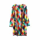 Autumn and winter rainbow striped cashmere sweater knit sweater cardigan fashion jacket long section