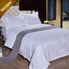 Luxury white jacquard 100% cotton bed linen bed sheet bedding set hotel living bedding