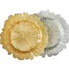 SXGC Gold Silver Reef Glass Charger Plate