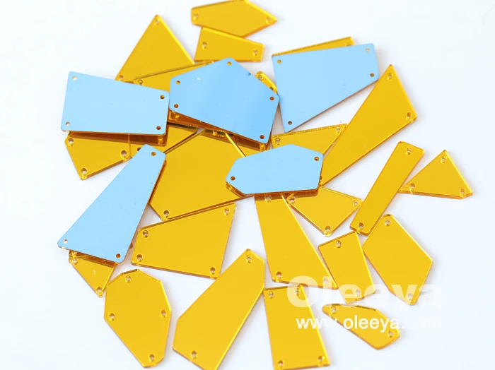 New Rainbow Sticker Fancy Sew on Rhinestone With Holes Oleeya Flat Back Acrylic Mirror Finish Crystal Sewing Rhinestones for DIY