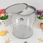 clear plastic and tin lid custom round chocolate bucket with handle