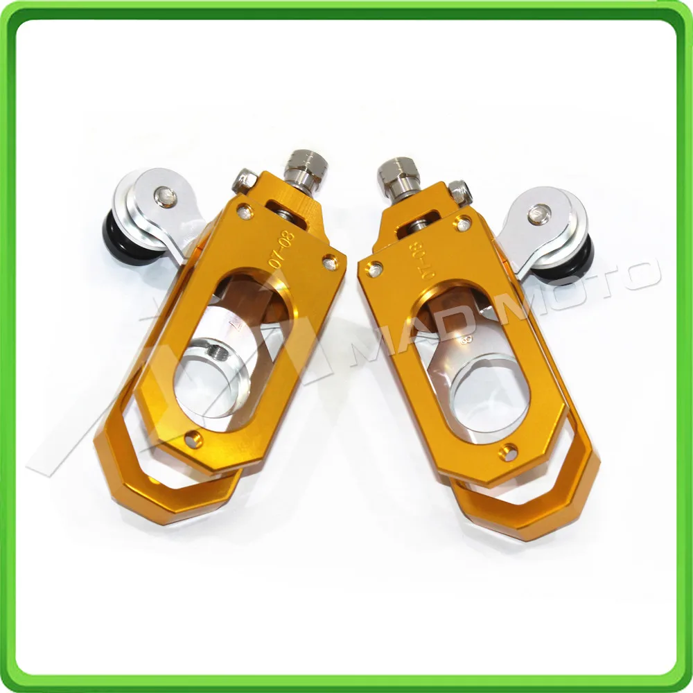 Motorcycle Chain Tensioner Adjuster with bobbins kit for Yamaha R6 YZF-R6 2006 2007 2008 2009 2010 2011 2012 Gold&Silver (4)