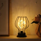 Home wedding party decoration battery powered candle holder decorative light bulb metal lanterns