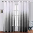 Gradient 100% Polyester Curtains, Faux Linen Voile Curtains for the Living Room, 2 Panels Grommet Semi Sheer Curtains