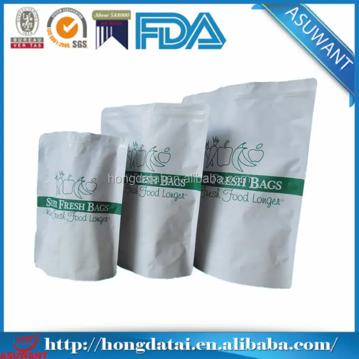 laminated plastic stand up packaging with zipper for fresh food