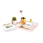Custom Printed Morden Decoration Metal wire golden Serving Tray