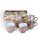 90cc 6 Pcs Antique Tea Cup Set Porcelain 1-3 Grade China Ceramic Coffee Cups Sets
