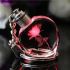 Best Selling Heart Shape 3D laser Engraving Crystal Glass photo Keychain