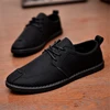 Comfort stylish lace up casual breathable Matte men leather shoes