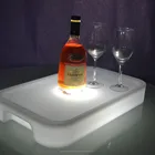 Flash lighting waterproof acrylic large round bottle LED wine serving tray for party