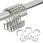 Widely Use Double Glide Bathroom Metal Shower Curtain Hooks Set of 12