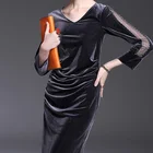 Beaded Long Sleeve Winter Loose Velvet Dresses For Women