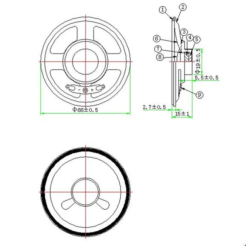 LS66N-6F-R50 Factory Direct Sale 2.5inch 50ohm 1w Waterproof Loudspeaker 7.07V - ANKUX.COM