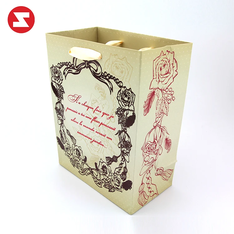 high quality grade gift kraft paper bag with rope handle and