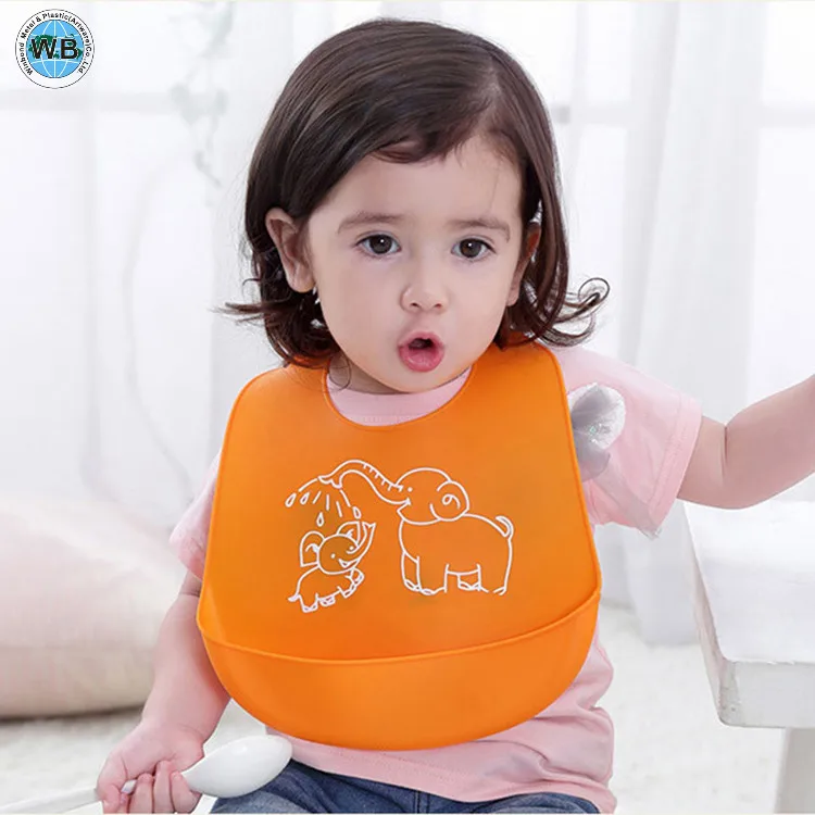 high-quality printed animal logo waterproof baby silicone bib