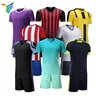 China good price latest football jersey designs green and white stripes soccer wear set