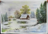 beautiful winter nature scenery oil painting on canvas