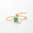 Unique design jewelry solid real 14K 18K gold adjustable emerald chain ring