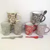 2017NEW PRODUCT cheap stoneware Dolomite hand painted mug/Red flower coffee mugs/ African market stoneware Mugs