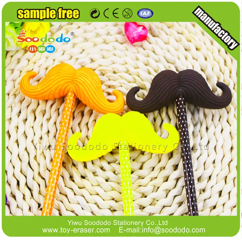 funny design big red mustache erasers for pencil topper