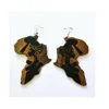 Brown Wood Africa Map Tribal Engraved Tropical Fashion Black Women Earrings Vintage Retro Wooden African Hiphop Jewelry Accessor
