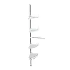2019 popular new design plastic and stainless white telescopic corner bathroom shelf