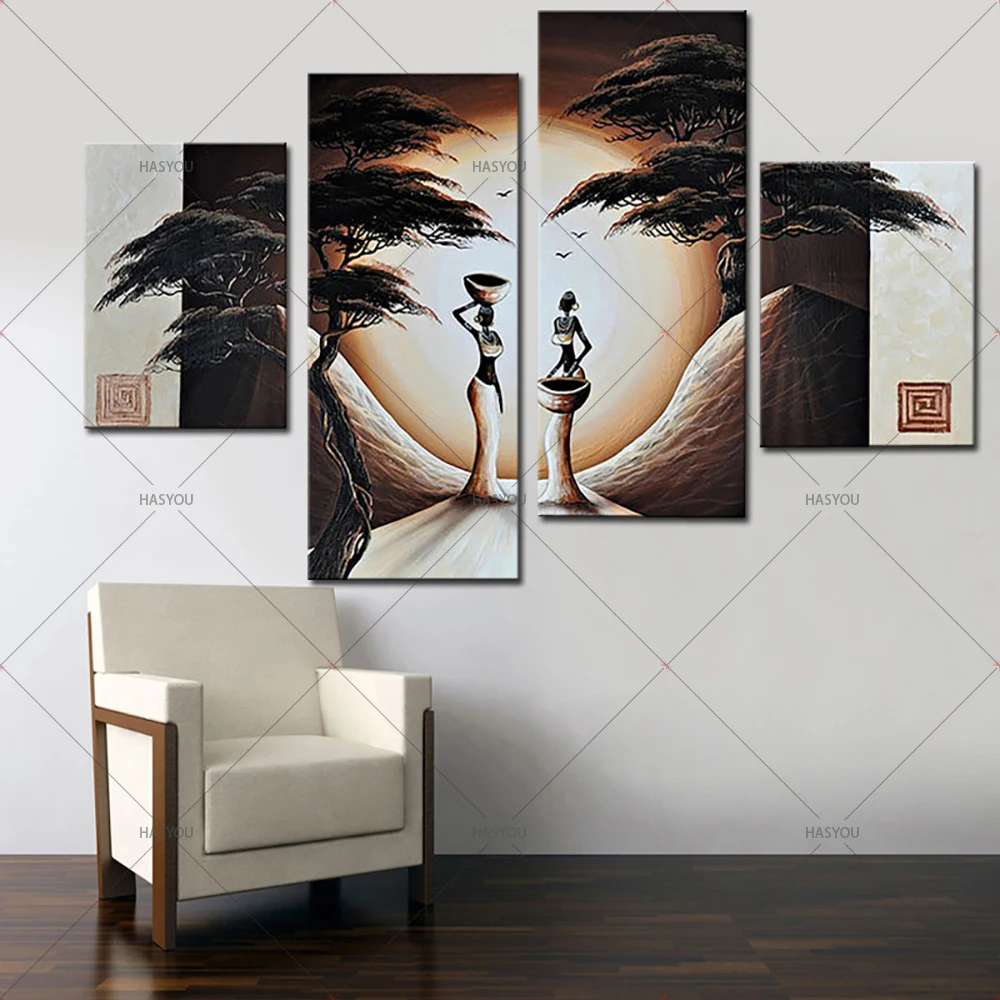 Abstract-Landscape-Oil-Painting-African-Women-Paintings-4-Panel-Canvas-Art-Hand-Painted-Modern-Canvas-Painting (5)