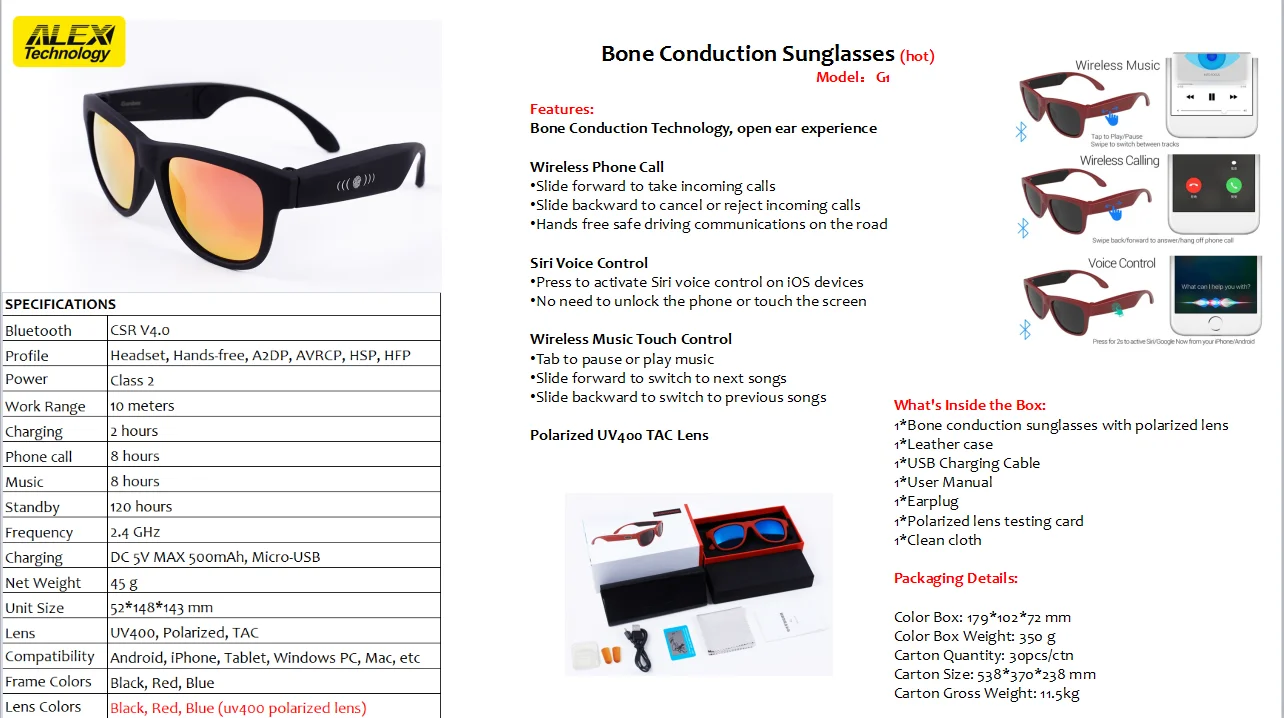Certification smart audio earphone G1 bone conduction bluetooth headphone TWS wireless stereo headset - ANKUX.COM