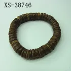 Urban Bohemian style Brown motif Stacked Wood Bead Bracelet