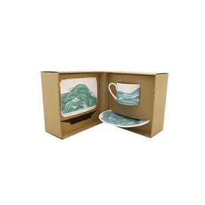 custom printed corrugated paper gift tea cup packaging box