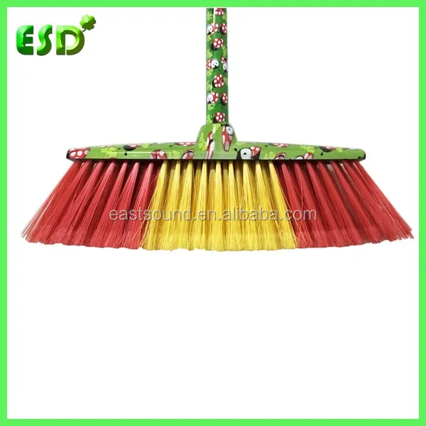 new design plastic printed flower broom with handle